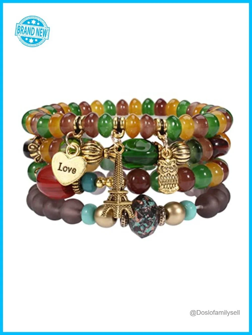 Bohemian Stretch Tassel Bracelet Set - Stackable Charm Chain Bracelets